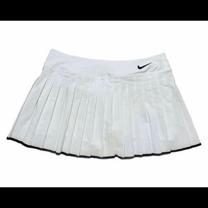 White with black trim pleated Nike tennis skirt